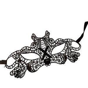 Black Venetian Lace Mask Mardi Gras Carnival Masquerade Halloween Taboo